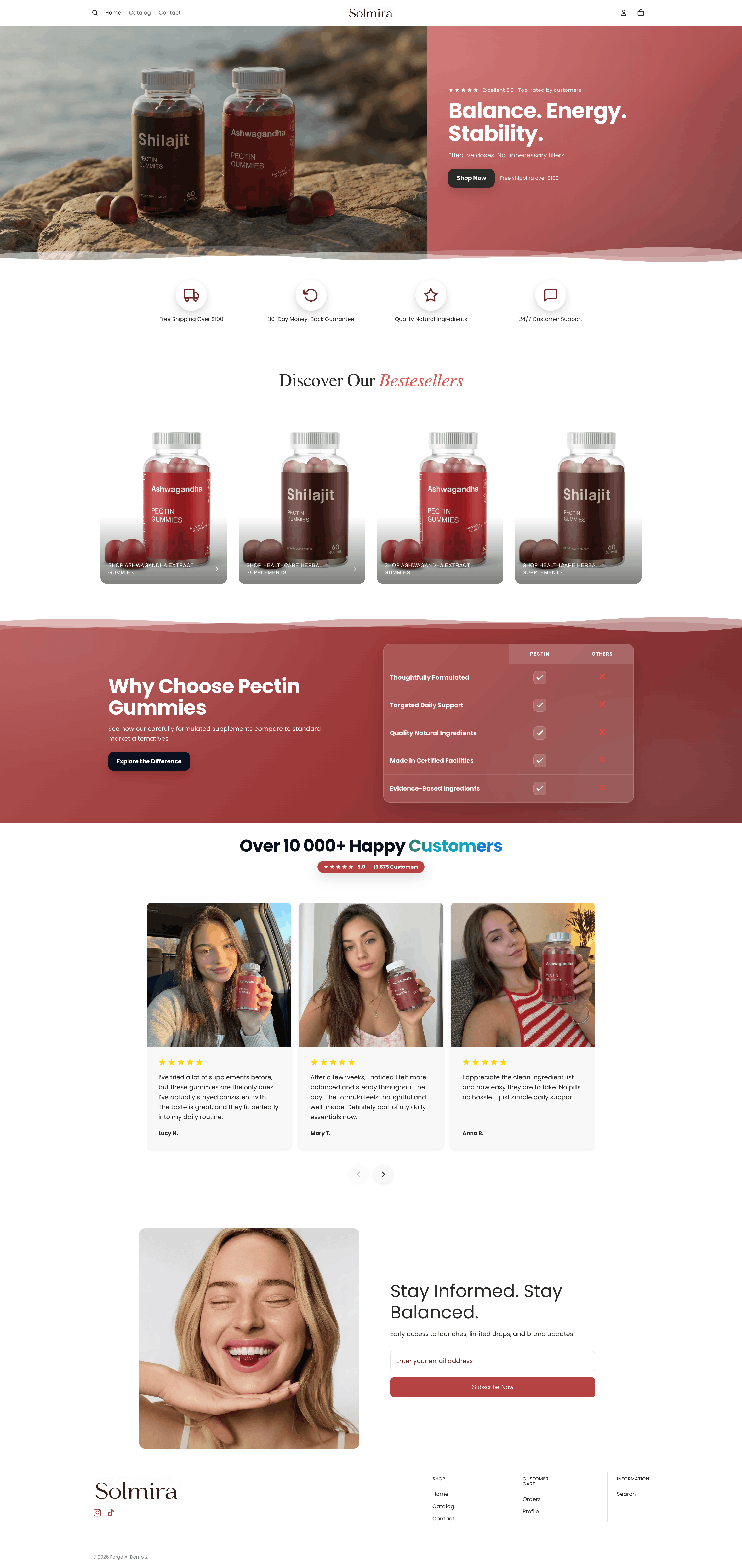 Solmira - Wellness Supplements store built with Forge AI